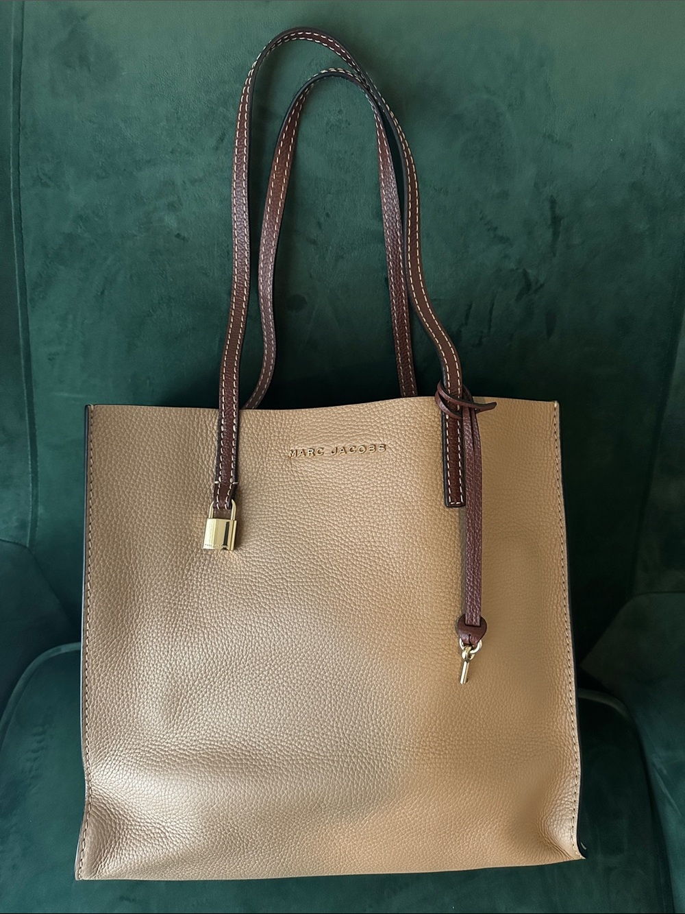 Marc Jacobs Two-tone Tan and Cream Leather Tote with Brown Straps